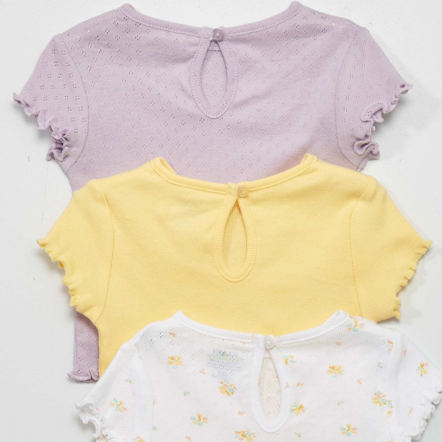 Lot de 3 t-shirts en maille pointelle BLANC