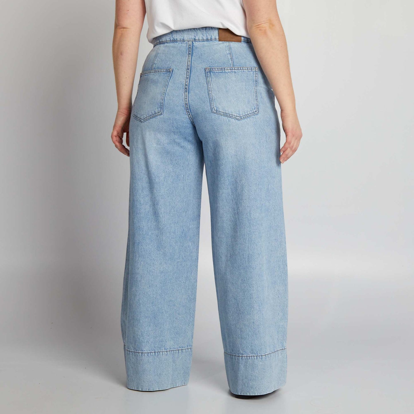 Jean large à taille haute Bleu