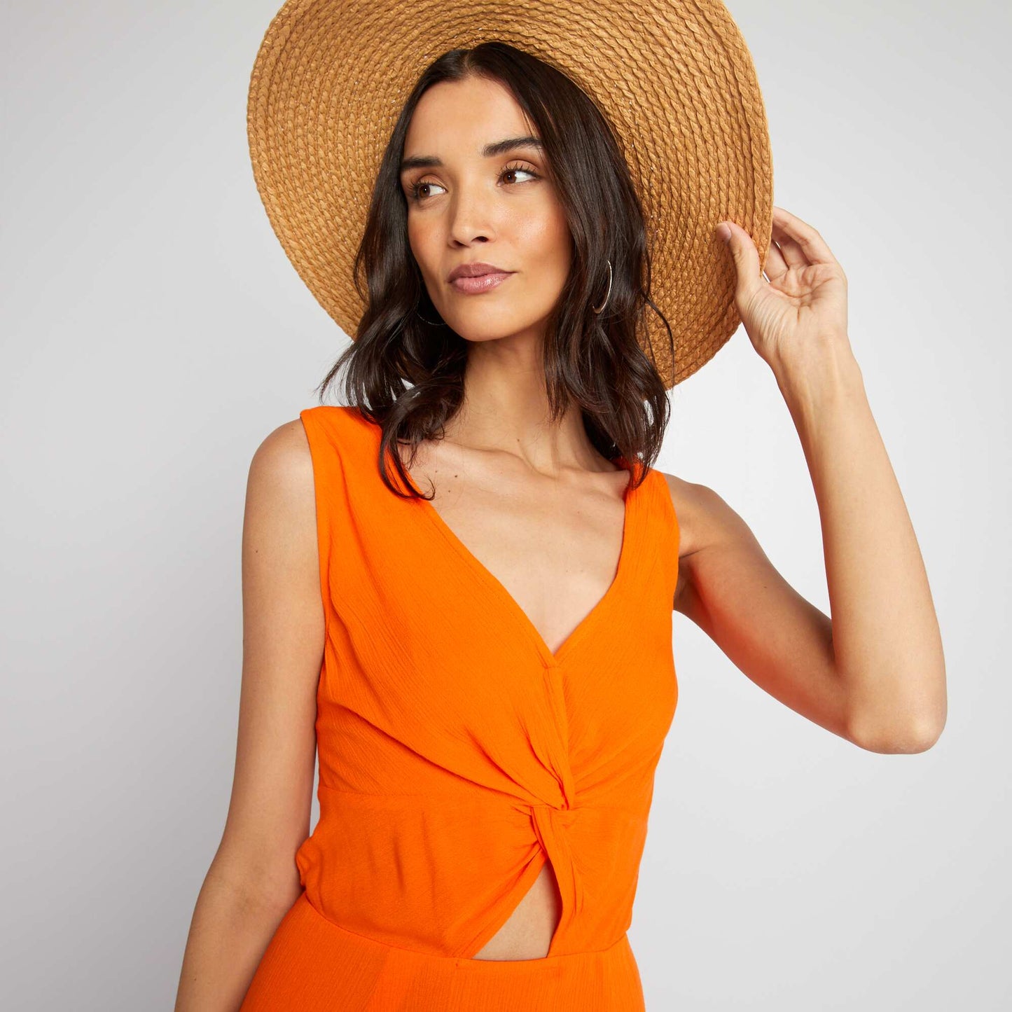 Robe longue à ouverture devant Orange