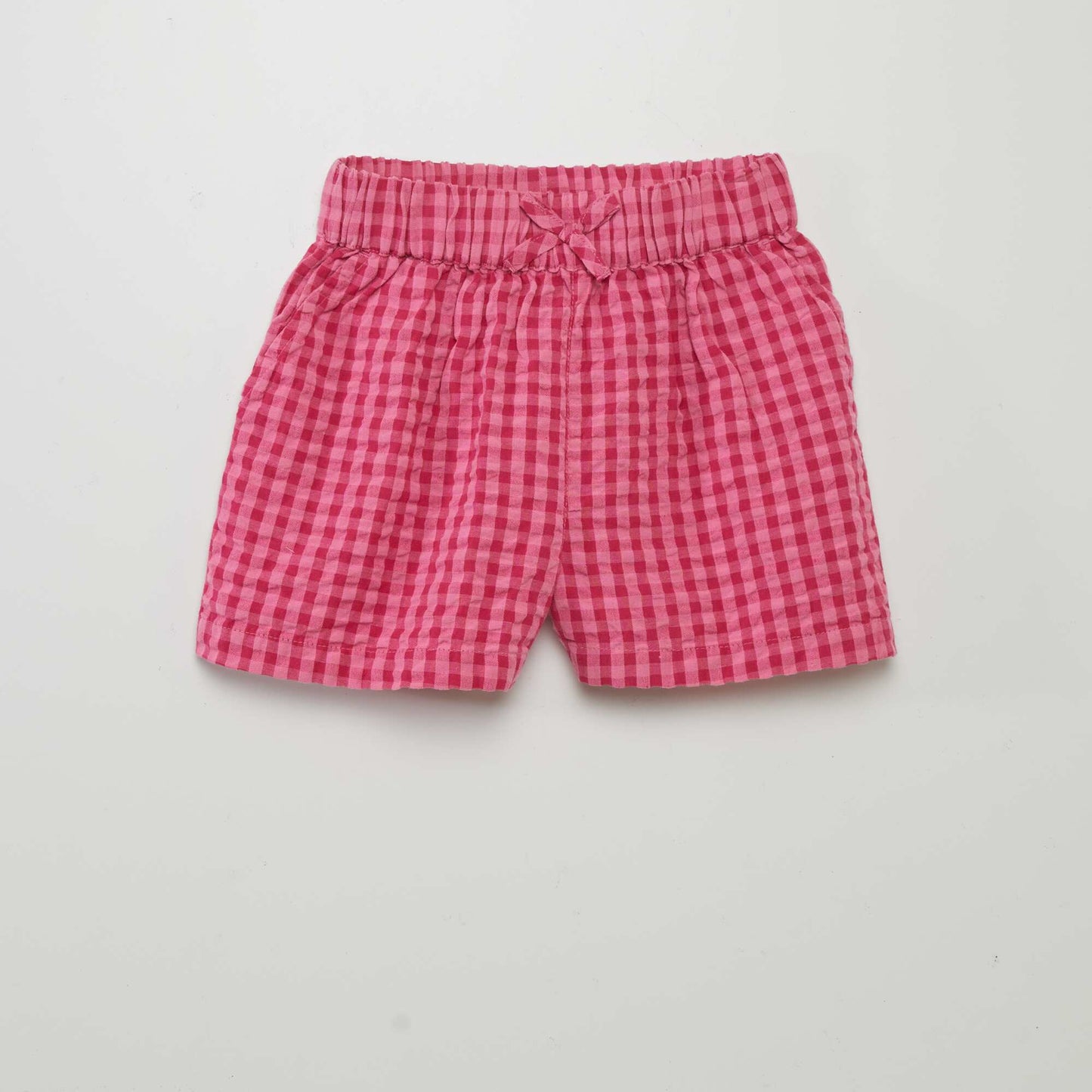 Short gaufré à carreaux Rose