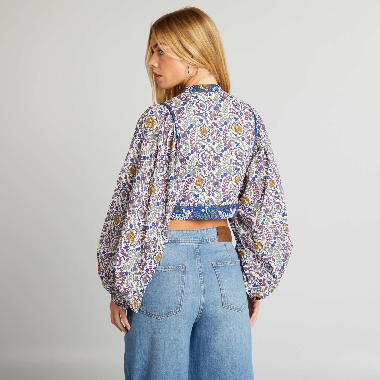 Blouse matelassée fleurie Bleu