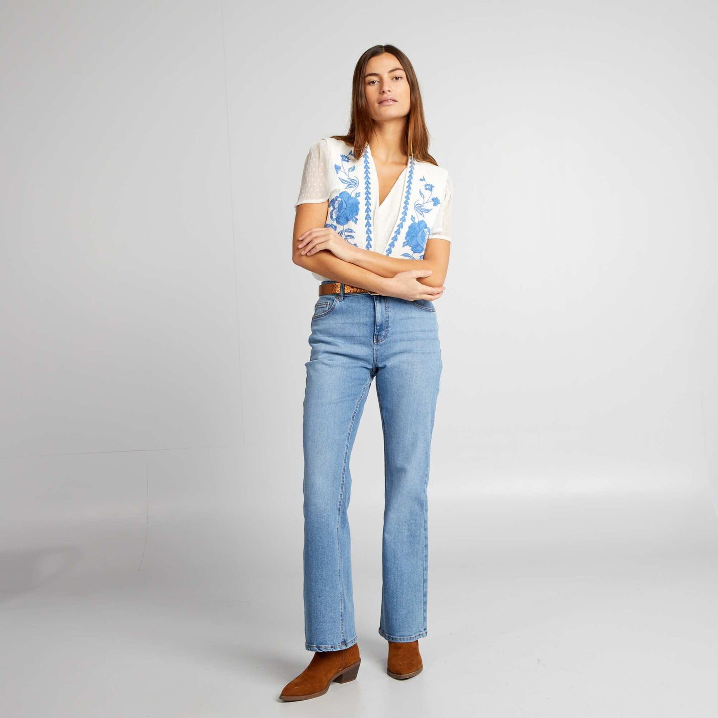 Veste sans manches à broderies Blanc