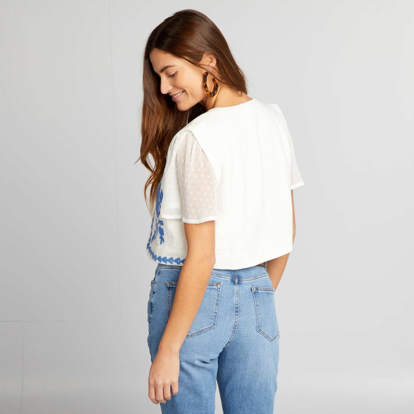 Veste sans manches à broderies Blanc