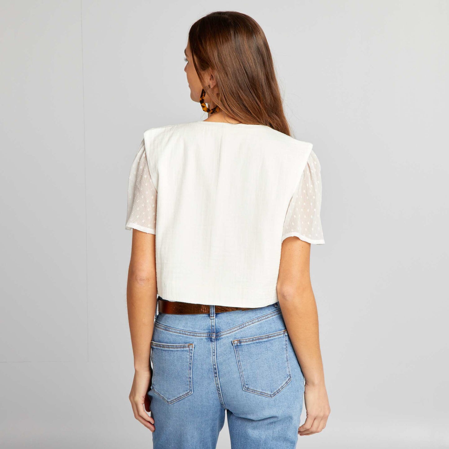 Veste sans manches à broderies Blanc