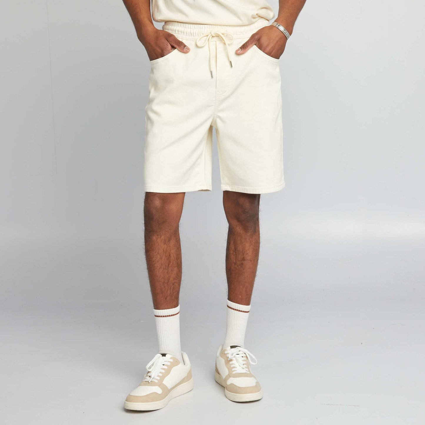 Bermuda style jogger uni Crème