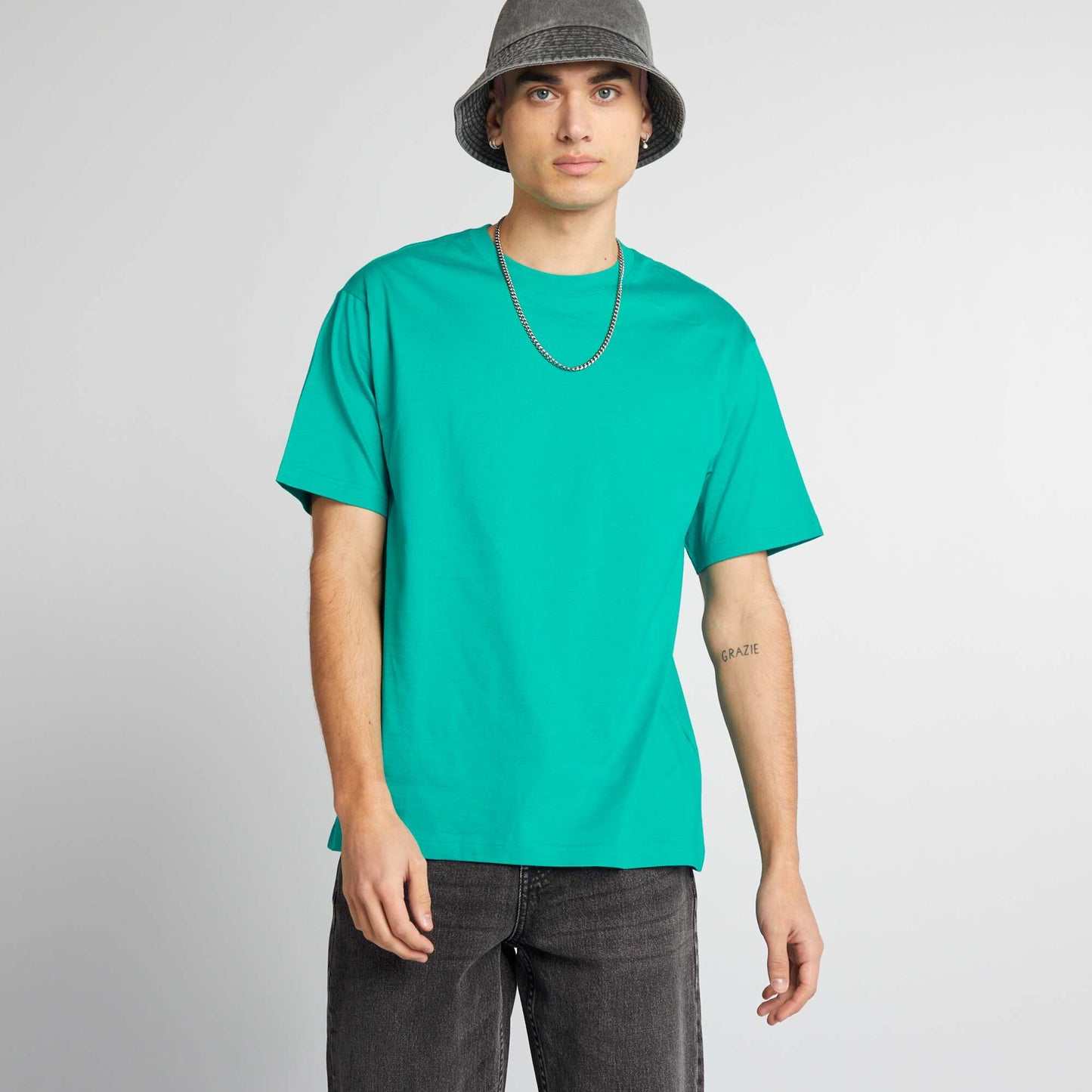 T-shirt uni à col rond vert