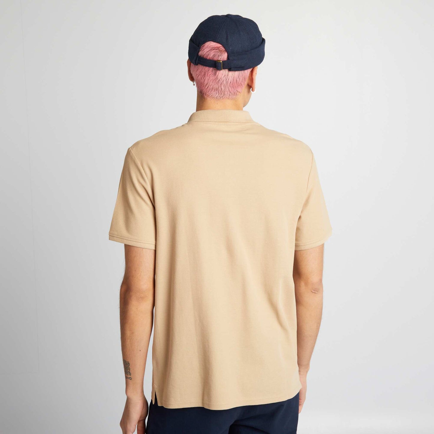 Polo en piqué de coton Beige