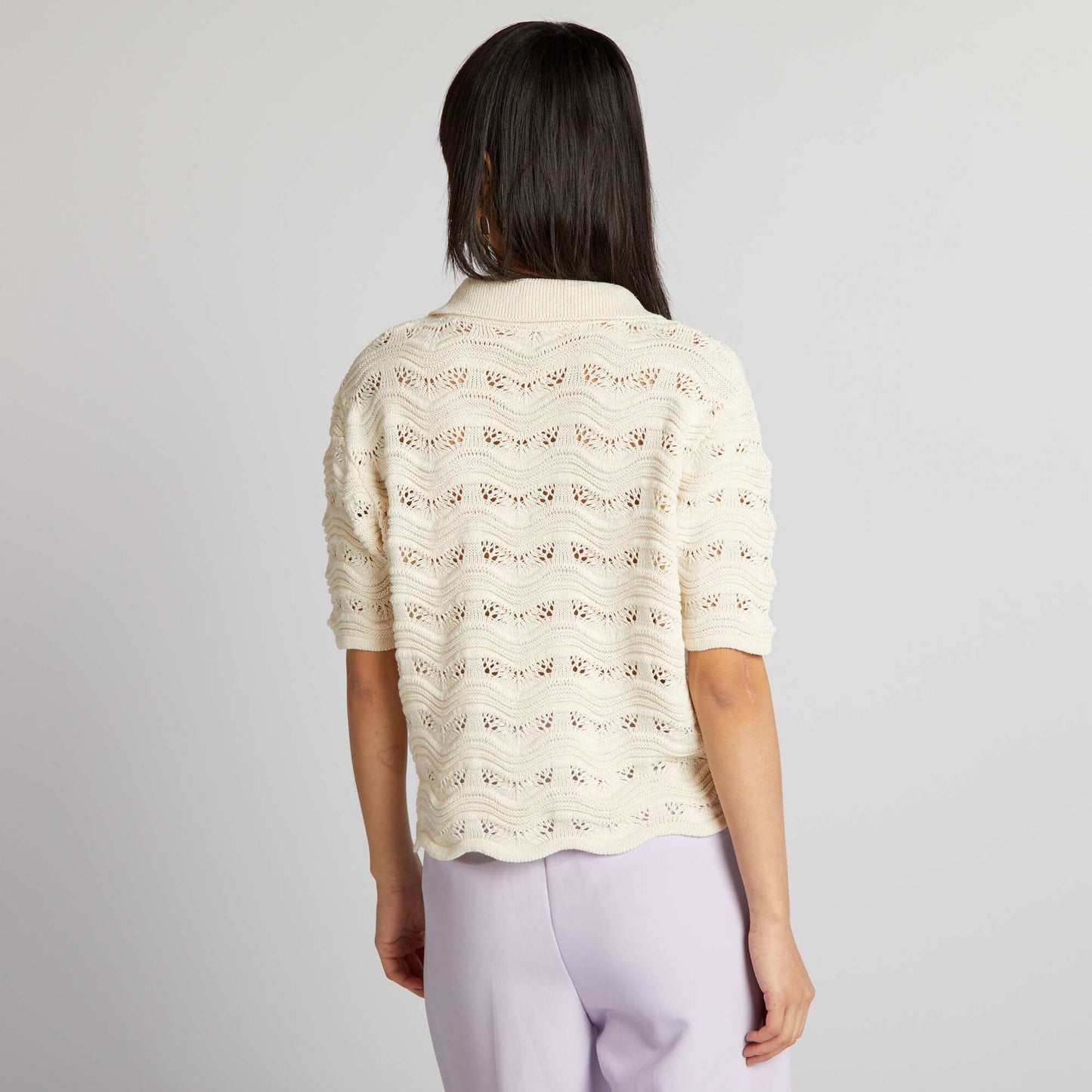 Pull crochet Beige