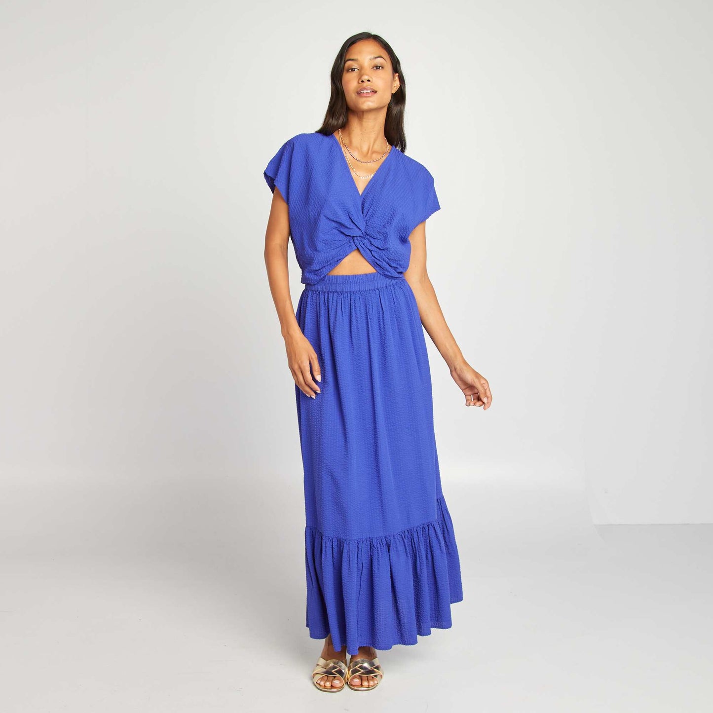Blouse torsadée devant Bleu
