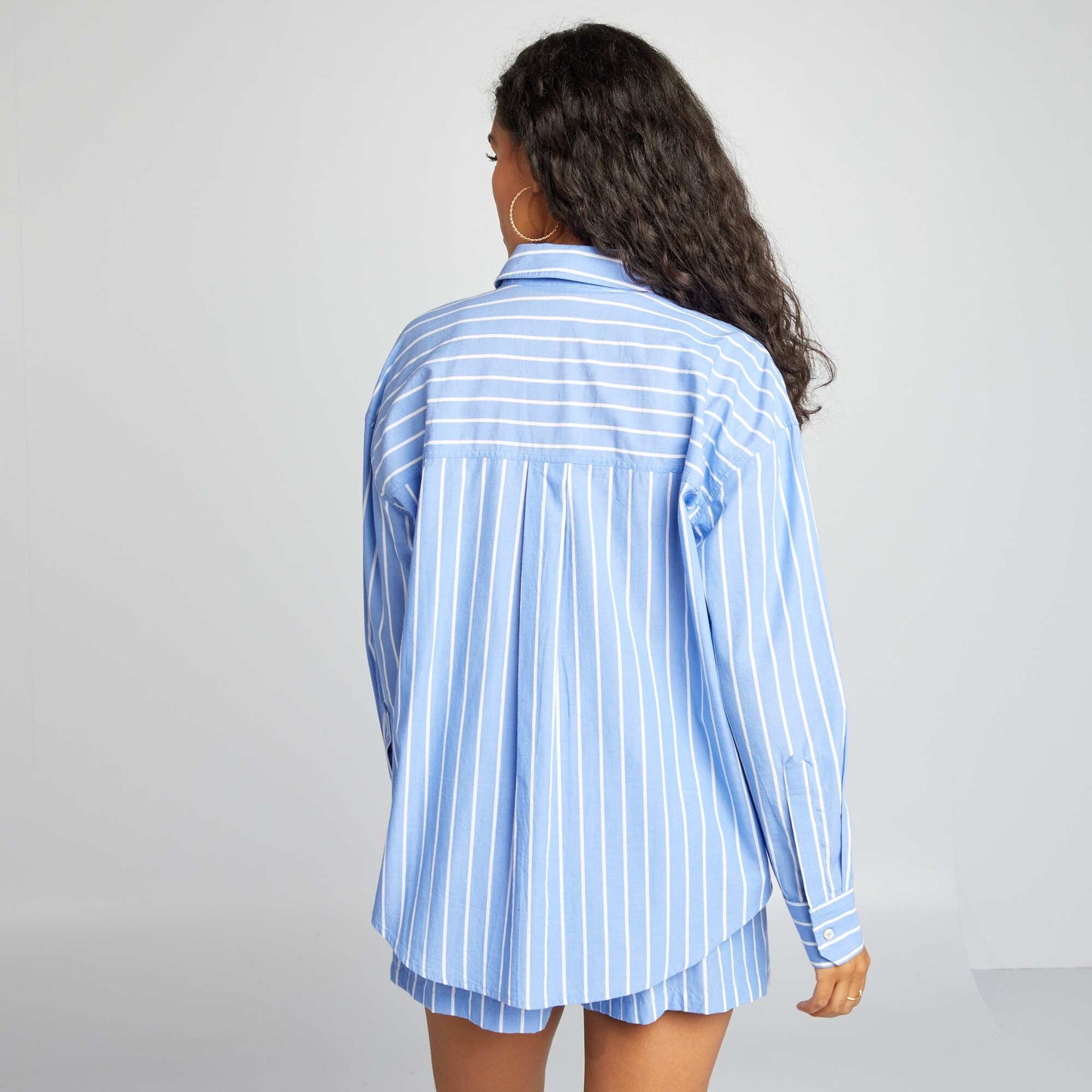 Chemise rayée en popeline Bleu rayé