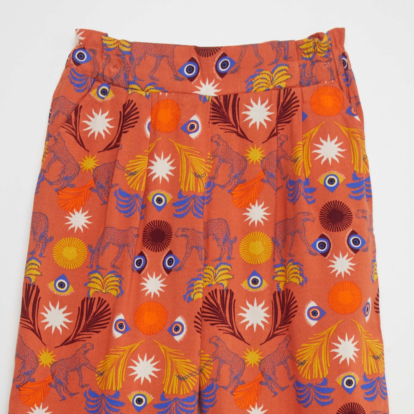 Pantalon large fluide imprimé Orange