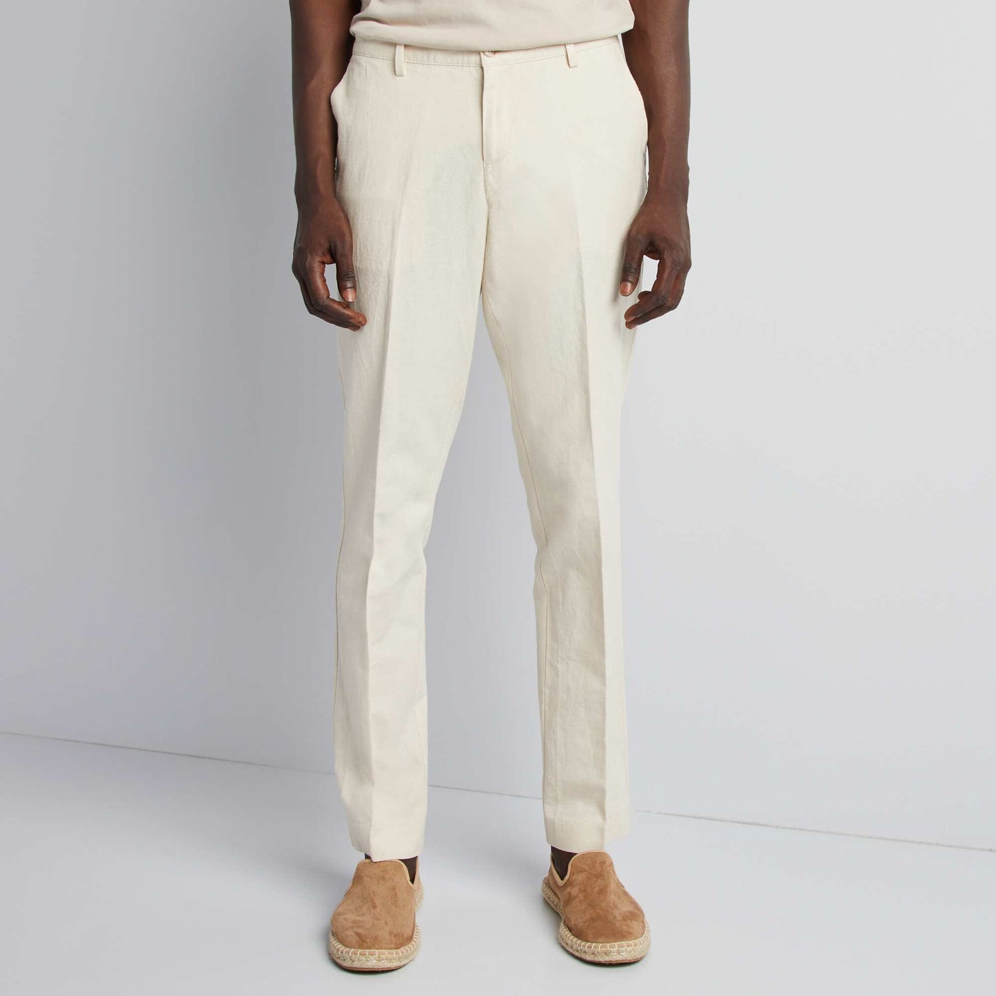 Pantalon de costume en lin mélangé Beige