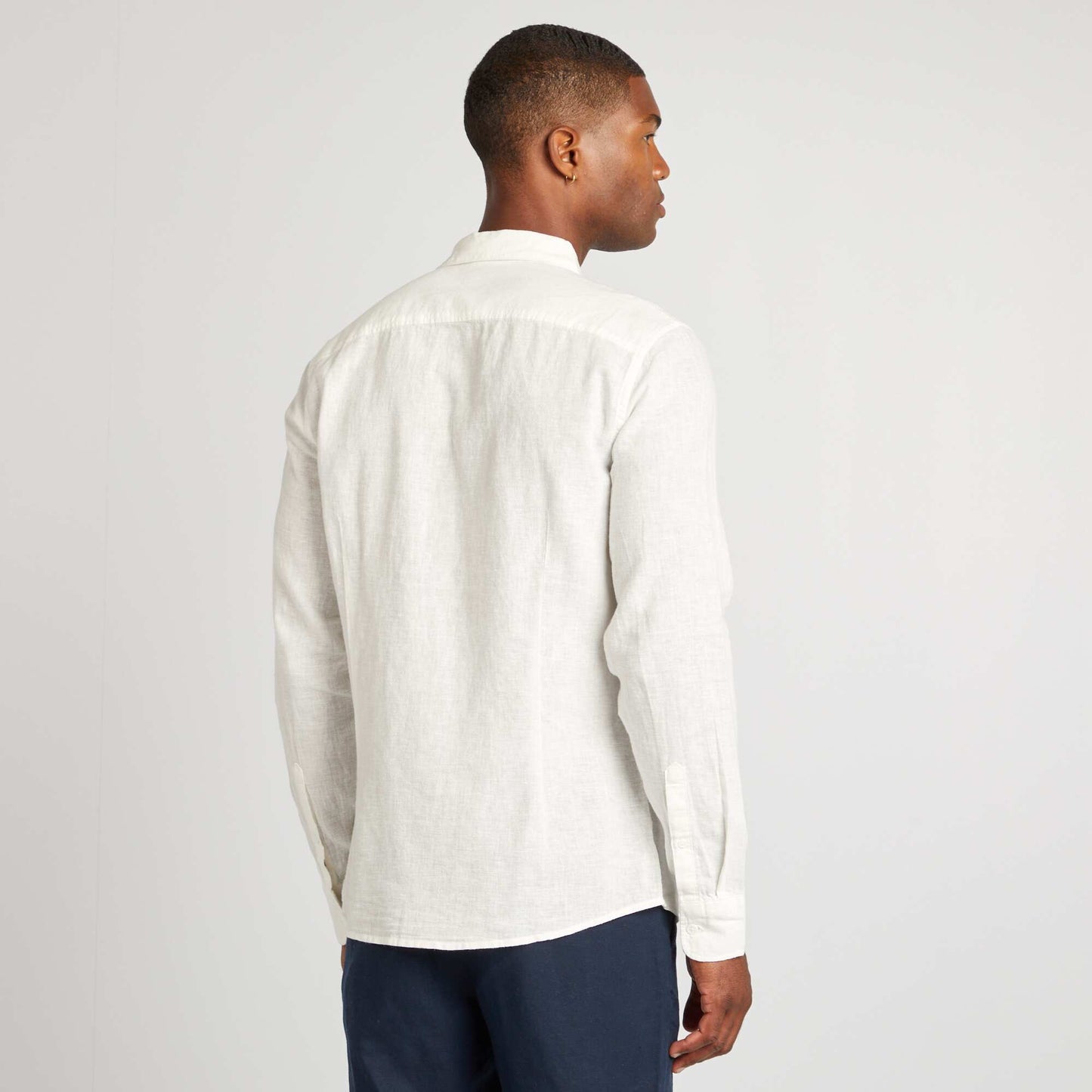 Chemise slim en lin mélangé blanc