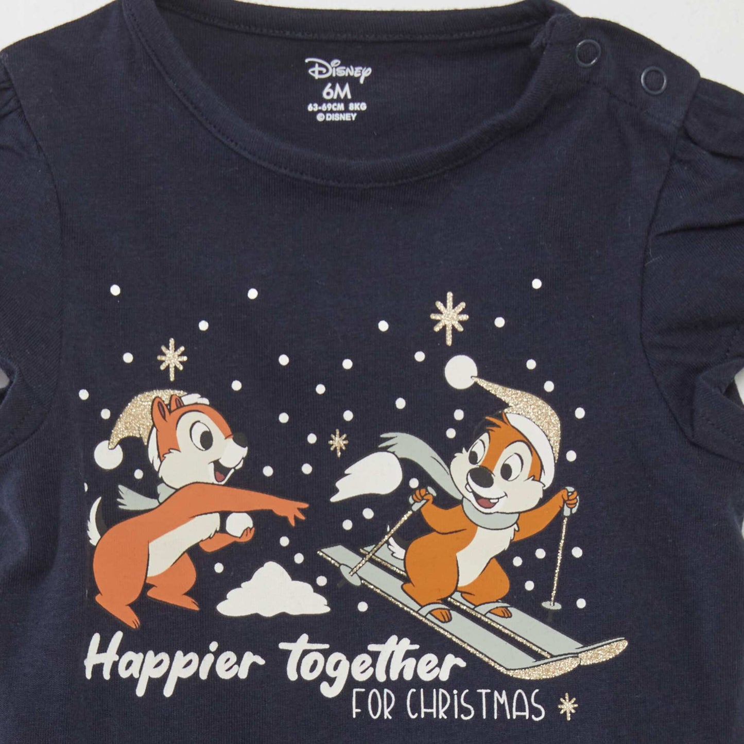 T-shirt à imprimé de Noël 'Stitch' Bleu marine