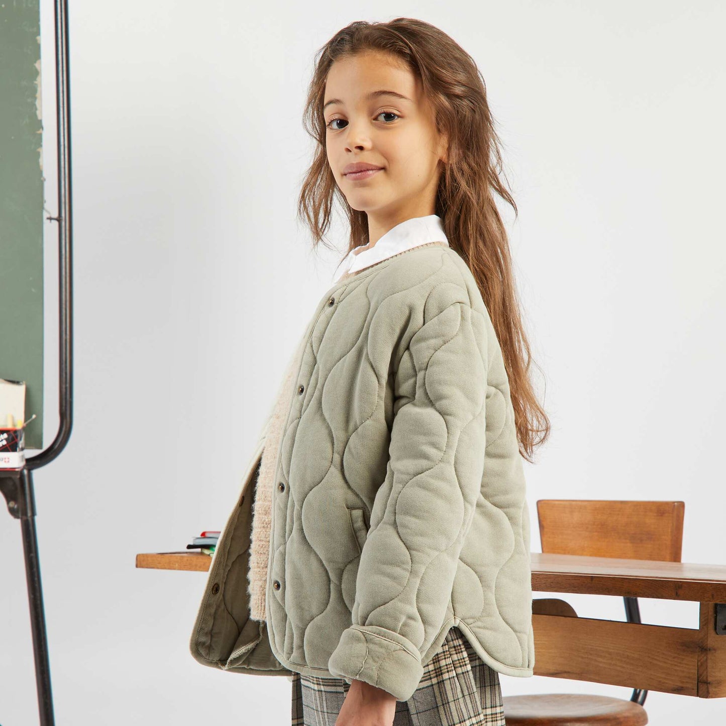 Blouson quilté Vert/gris