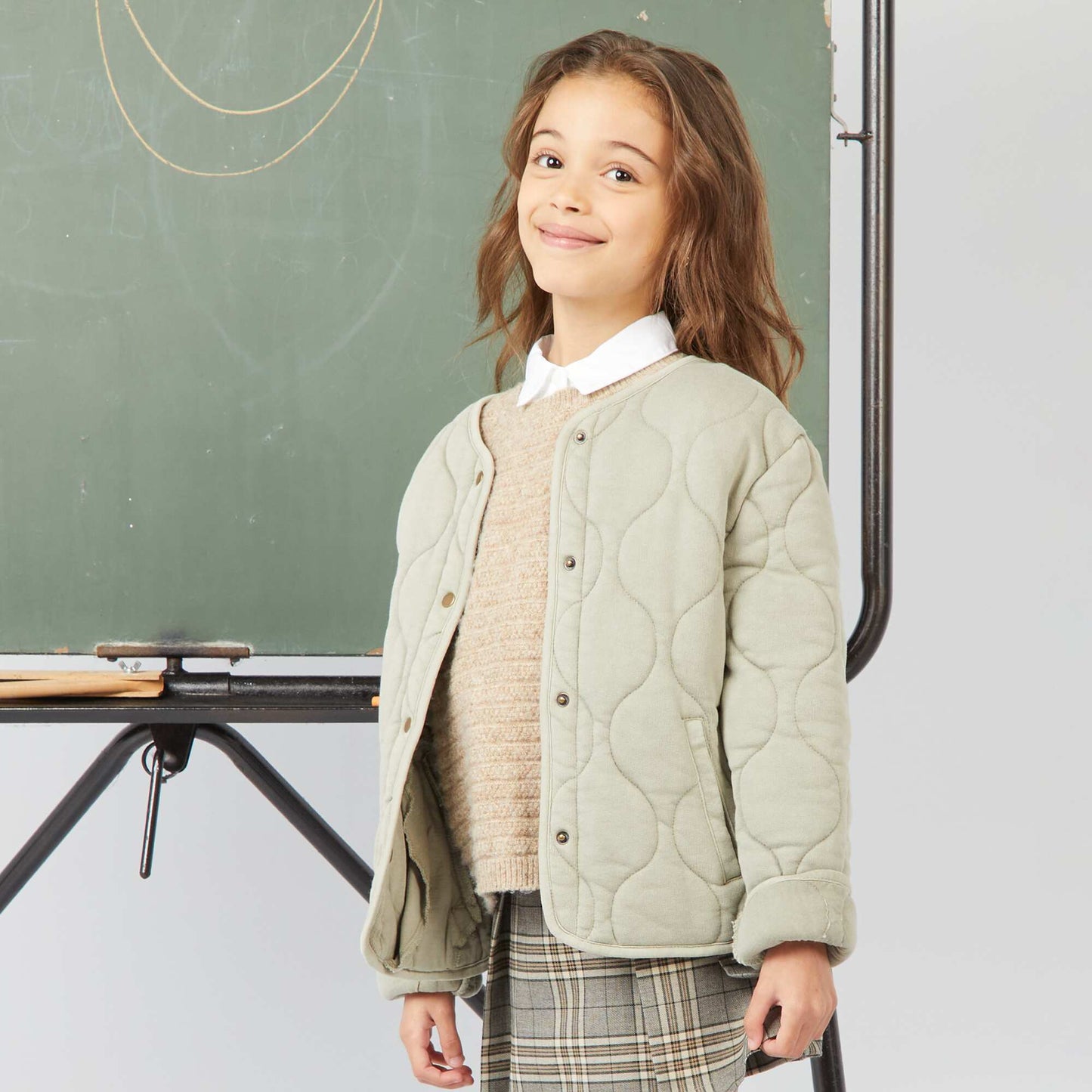 Blouson quilté Vert/gris