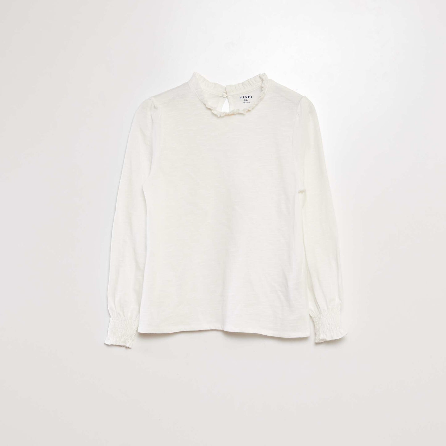 T-shirt en coton à manches longues Blanc