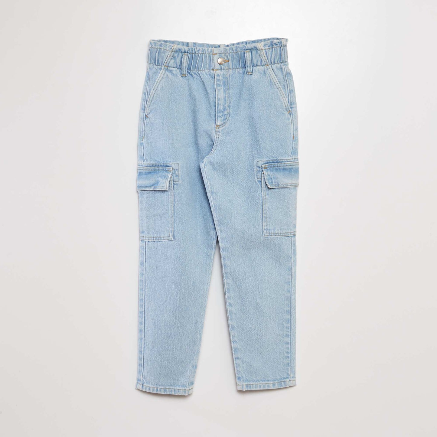 Pantalon mom avec poches à rabat - Mixte Bleu