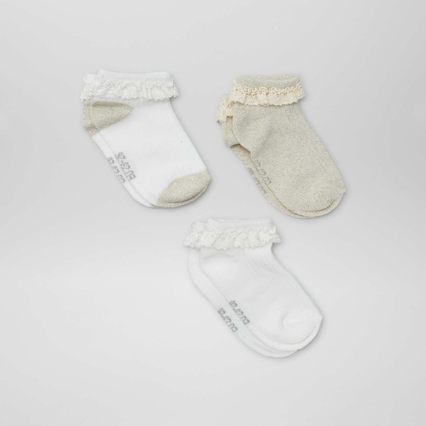 Lot de 3 paires de chaussettes à volants BLANC