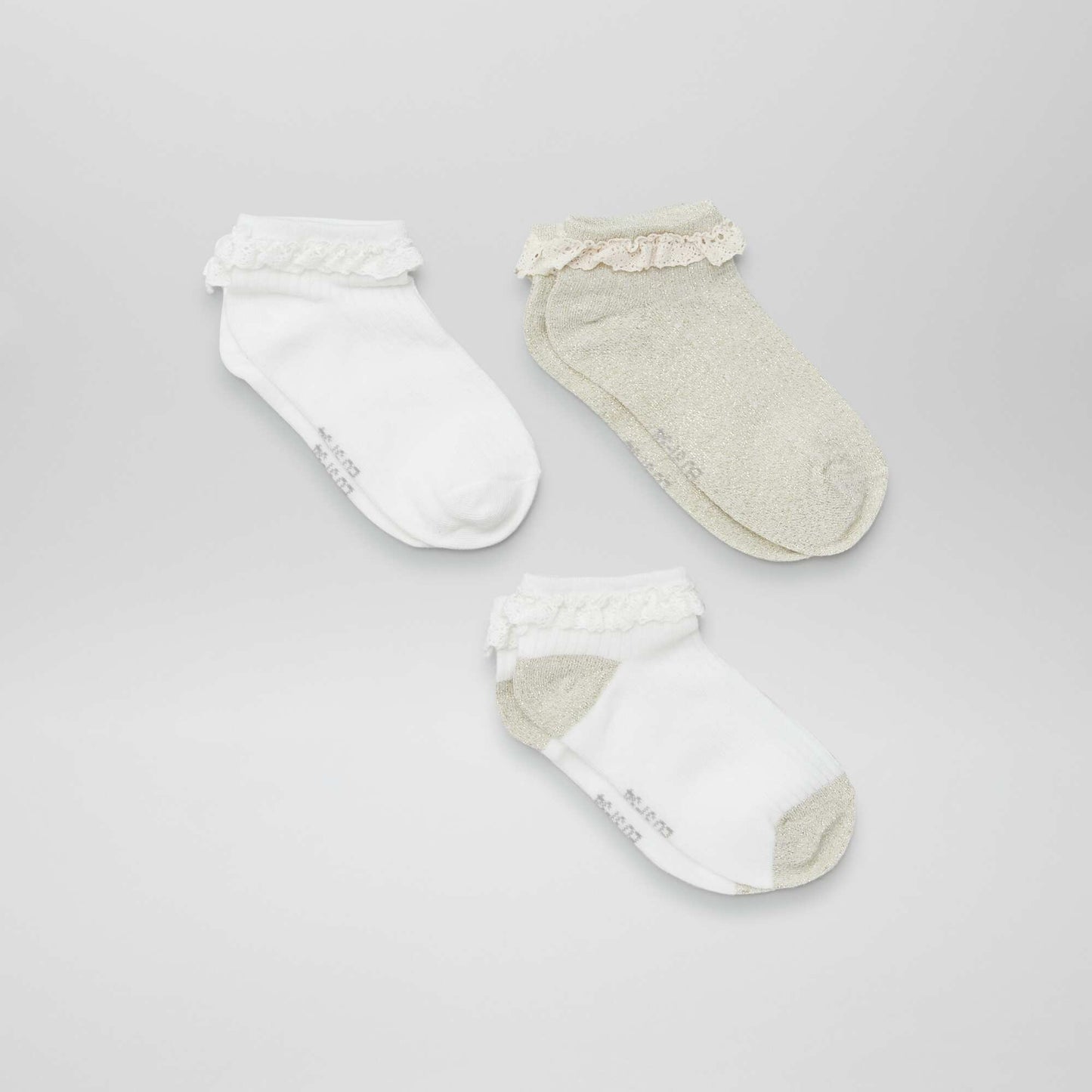 Lot de 3 paires de chaussettes à volants BLANC