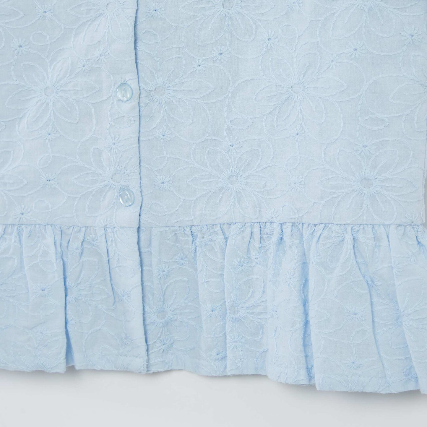 Blouse en gaze de coton avec plumetis BLEU