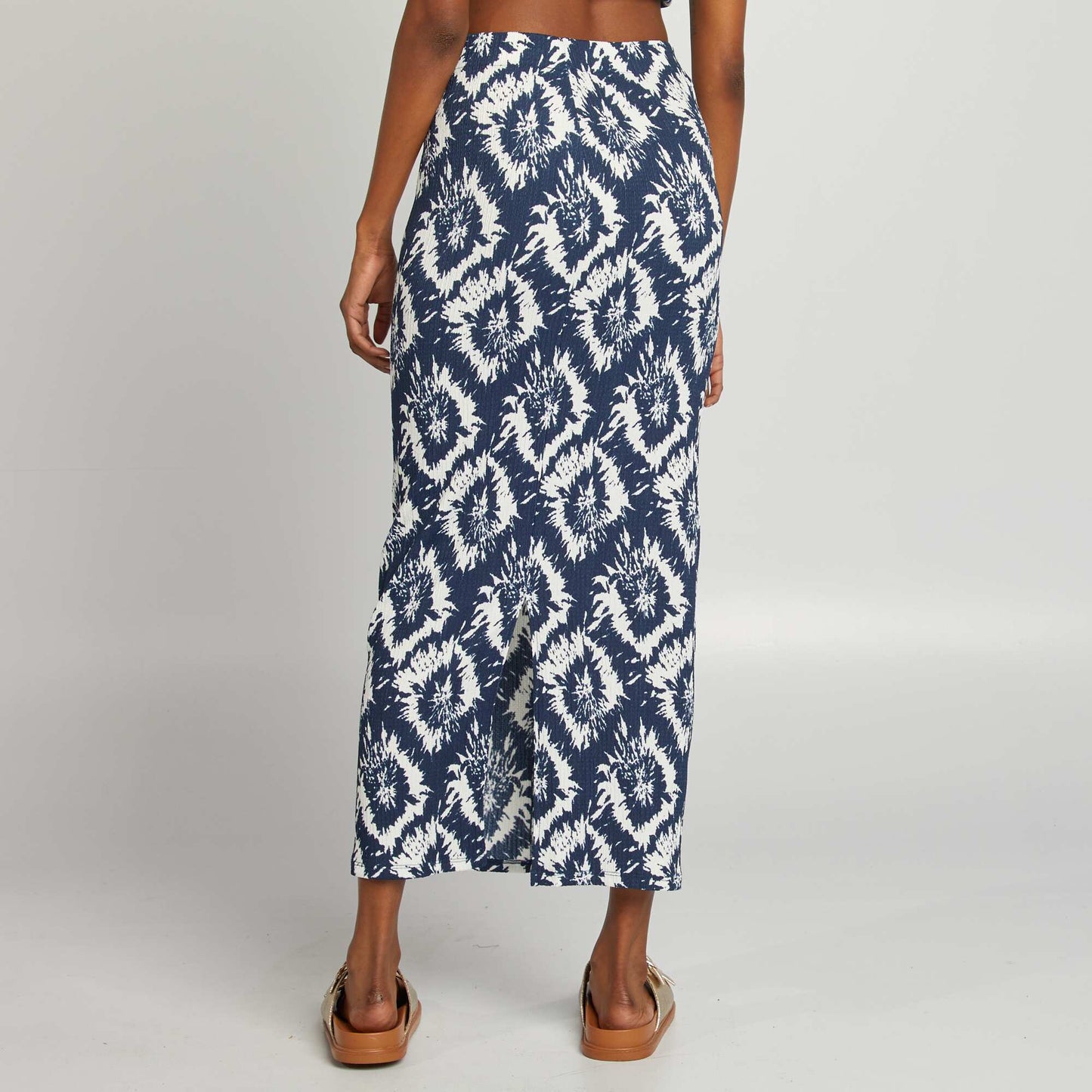 Jupe longue en maille crêpe BLEU