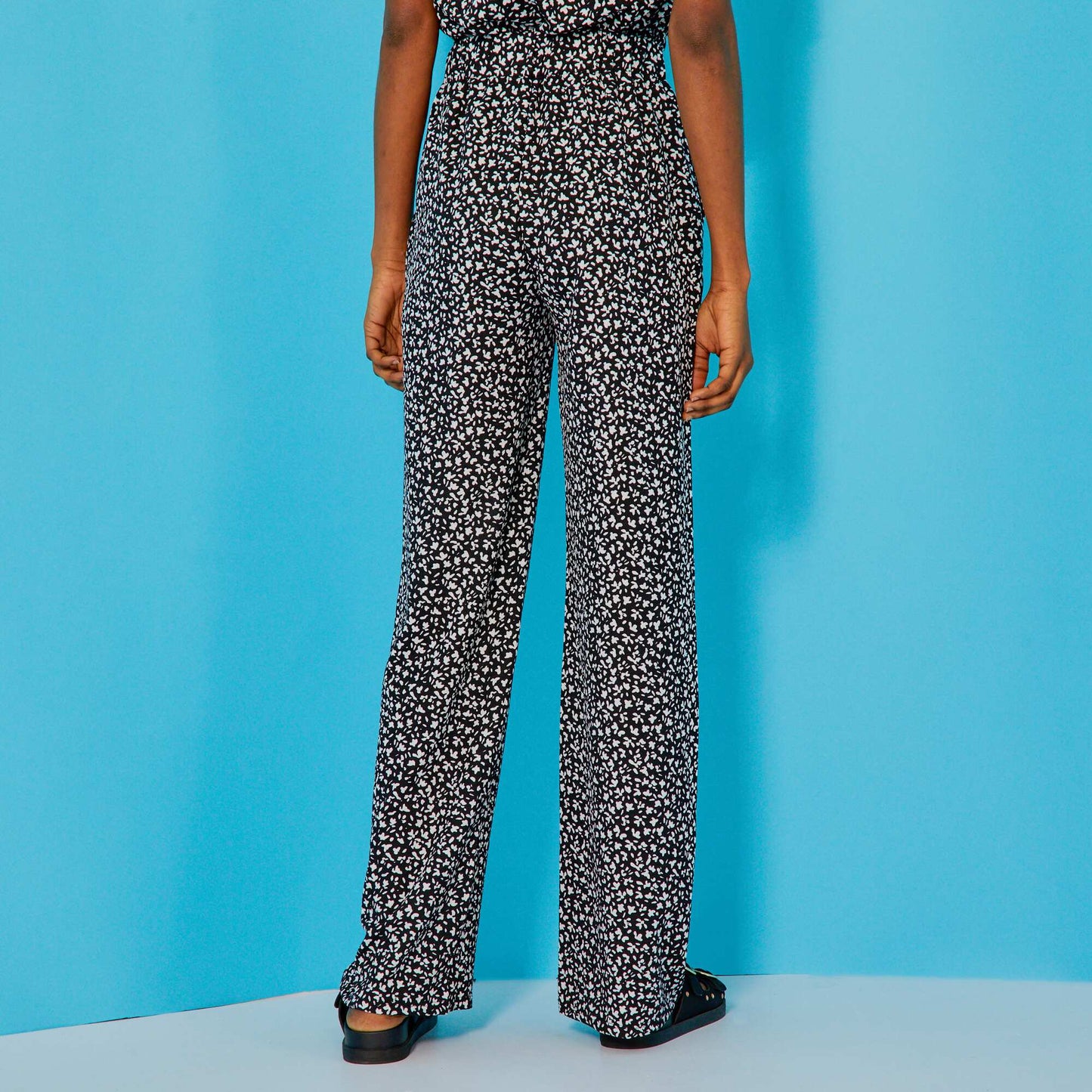 Pantalon wide leg à motifs Noir à motifs