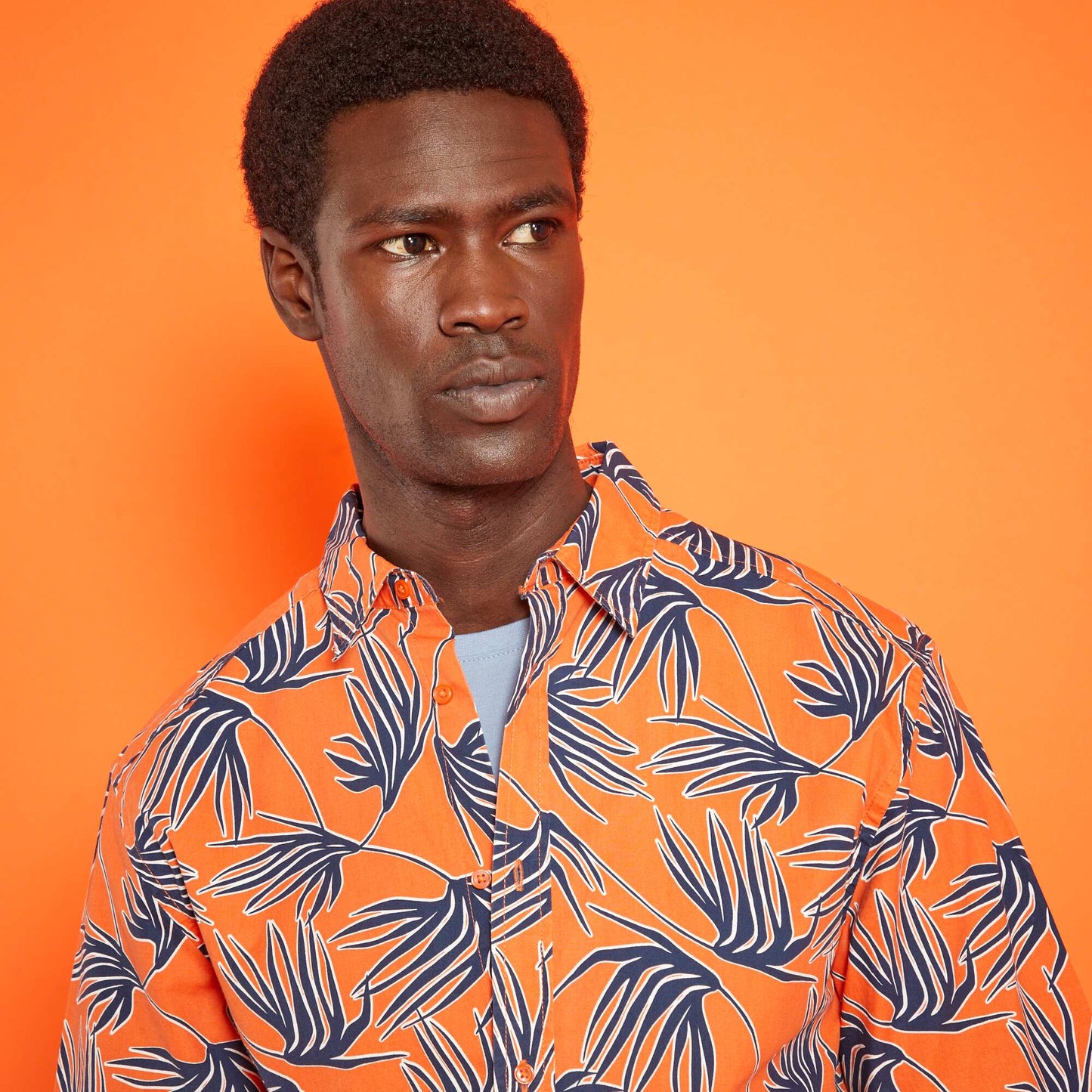 Chemise regular à fleurs Orange