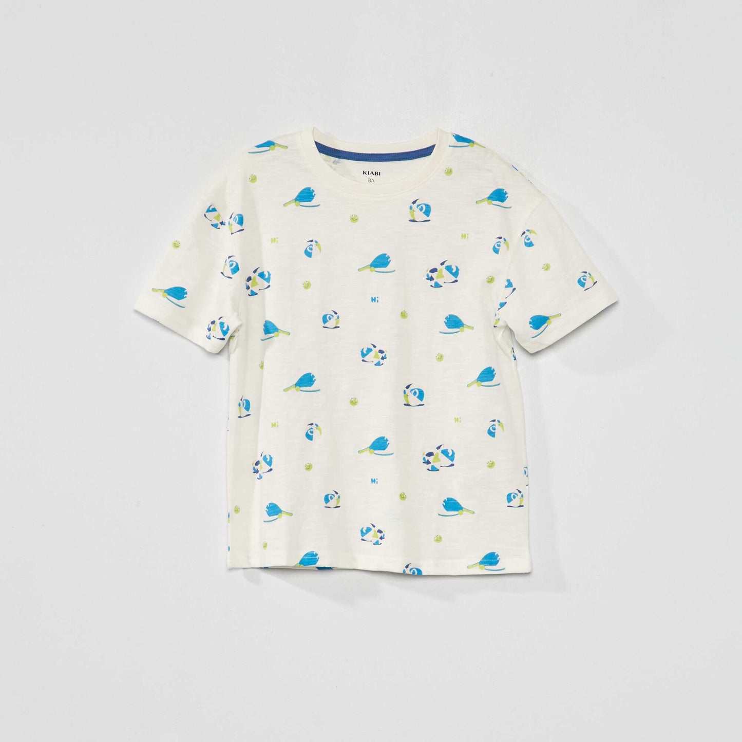 Tee-shirt mouliné avec imprimé 'plage' Blanc
