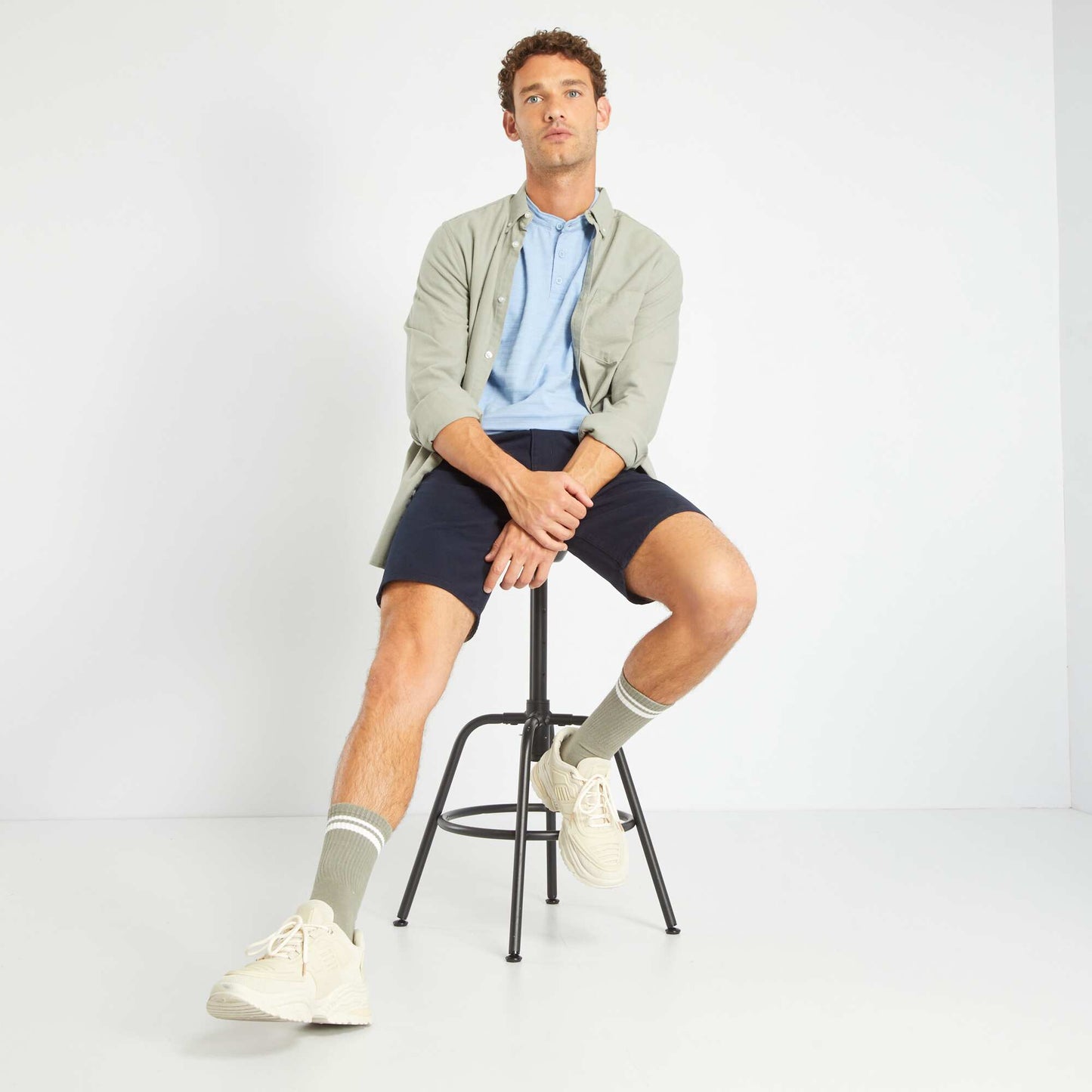 Polo en maille jacquard Bleu