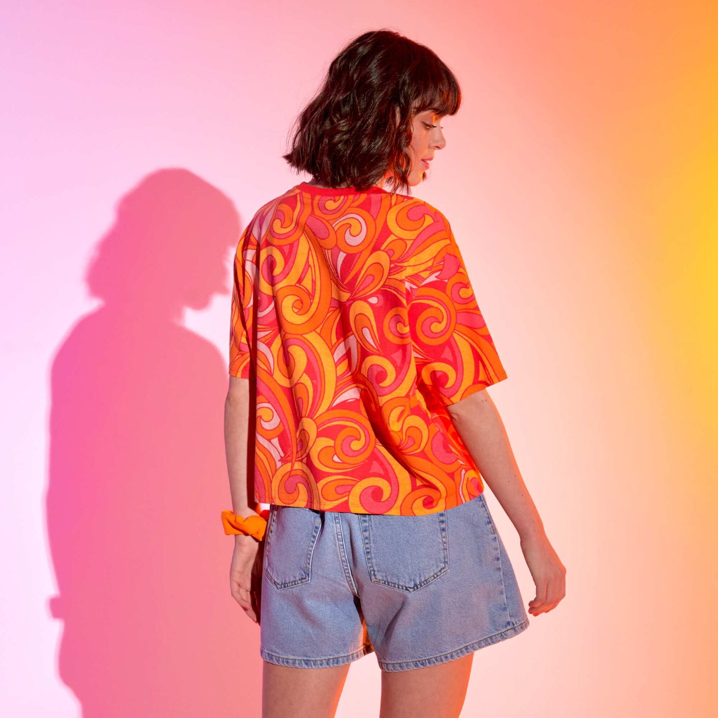 Tee-shirt imprimé psychédélique Rouge/orange