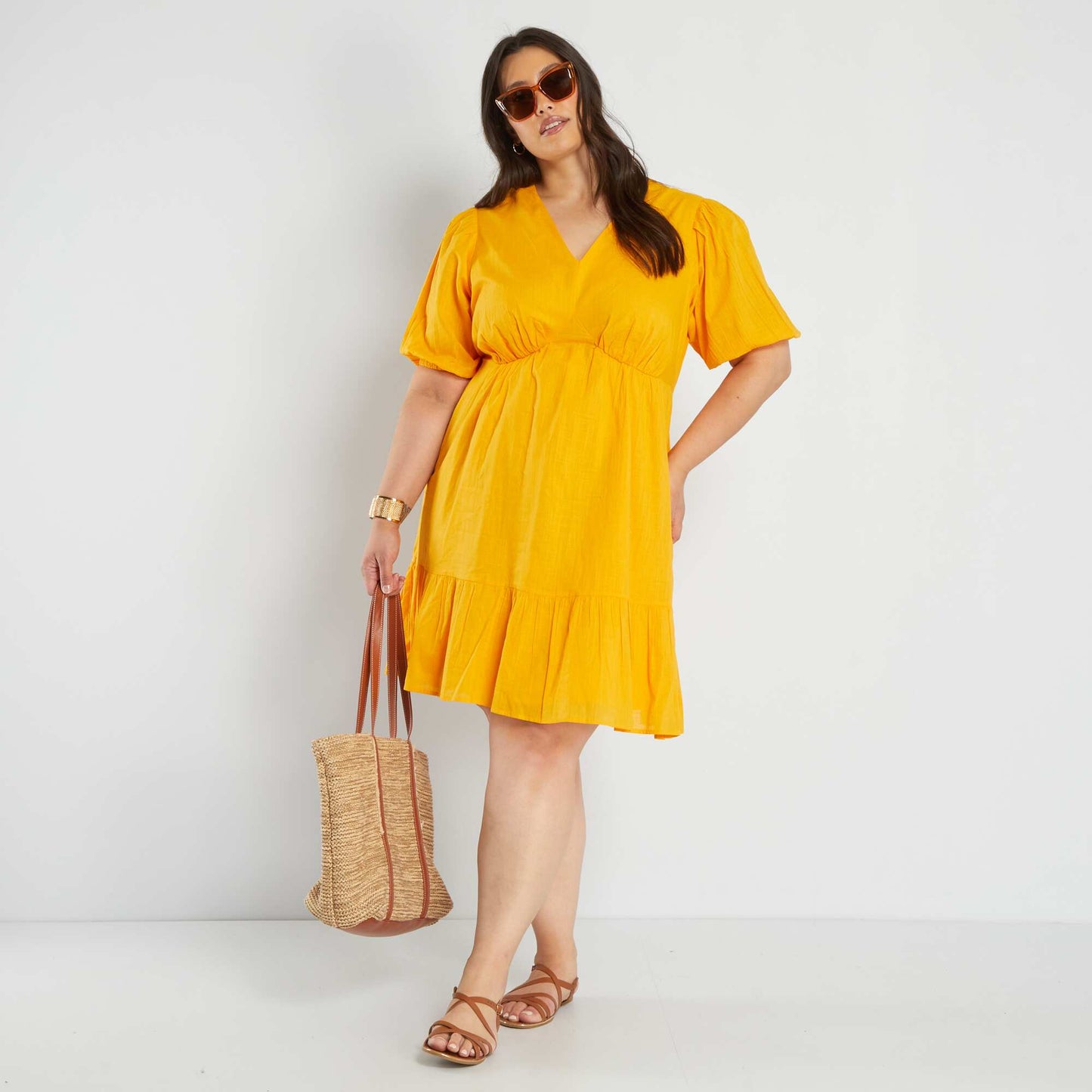 Robe avec volants à la base Jaune