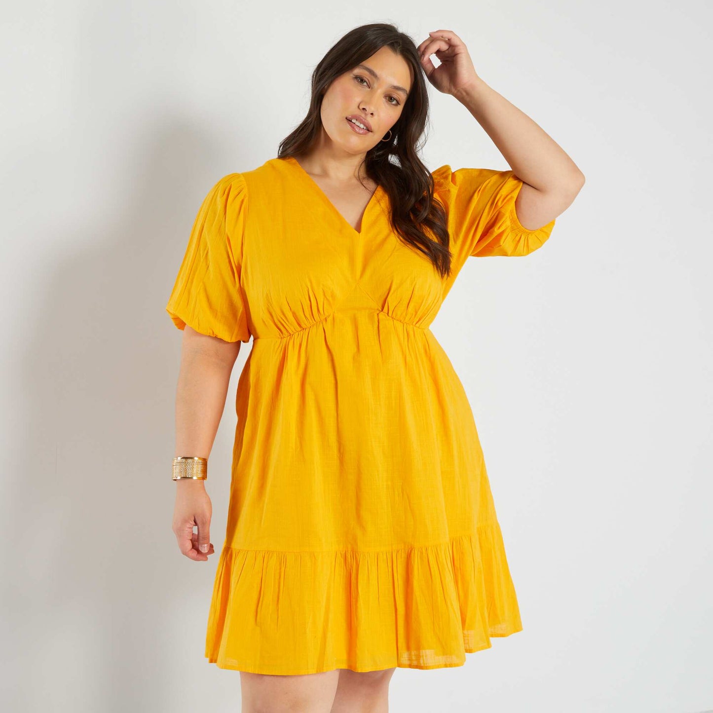 Robe avec volants à la base Jaune