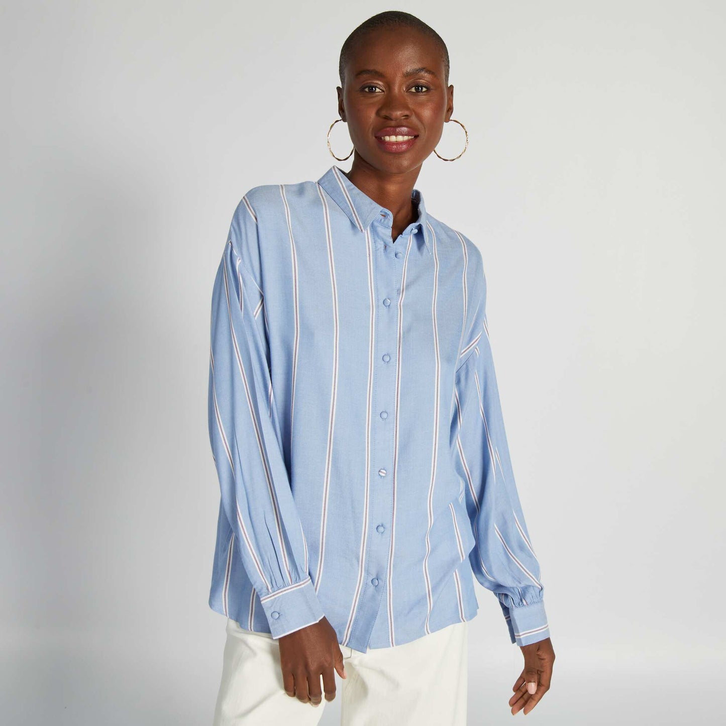 Chemisier fluide à rayures Bleu rayé