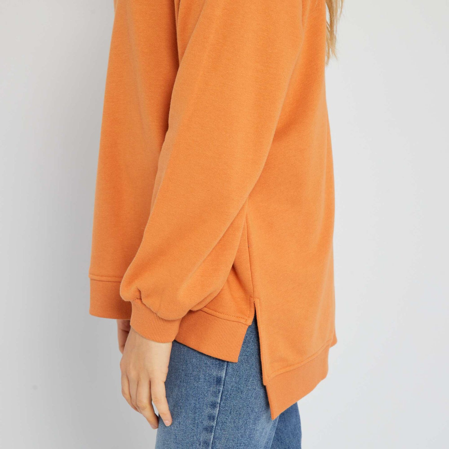Sweat long en molleton Orange