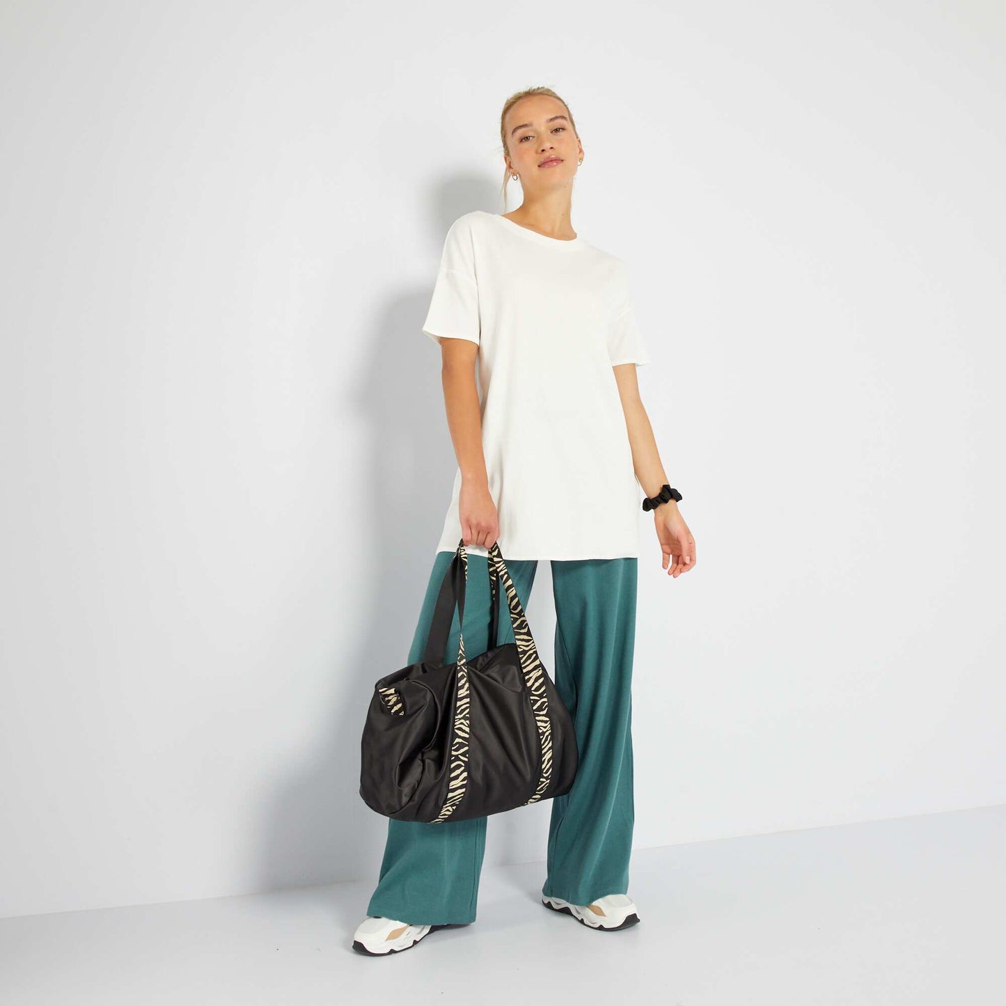 T-shirt long côtelé Blanc