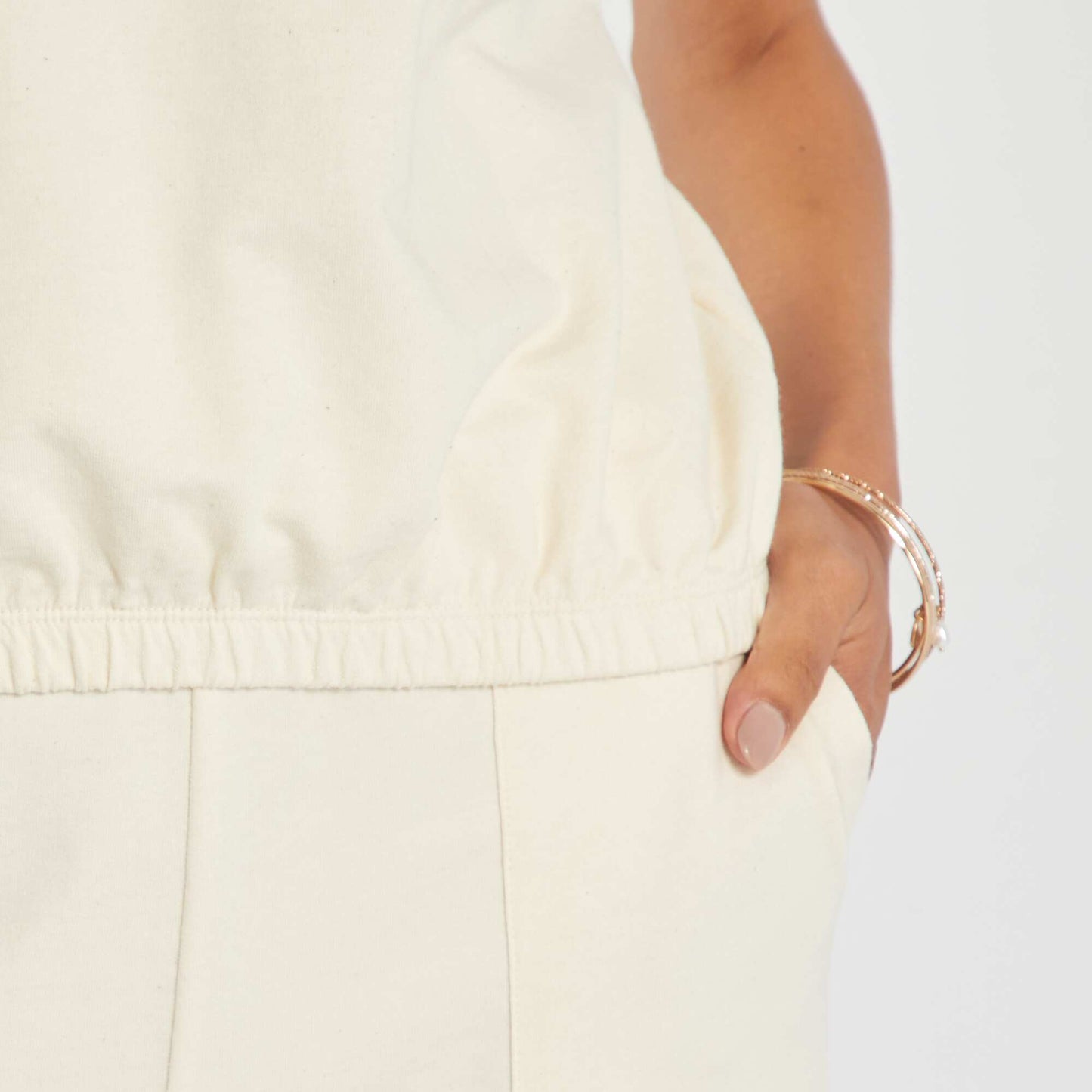 T-shirt en jersey cropped Beige