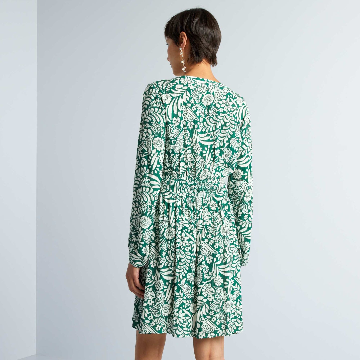 Robe courte en crépon Vert