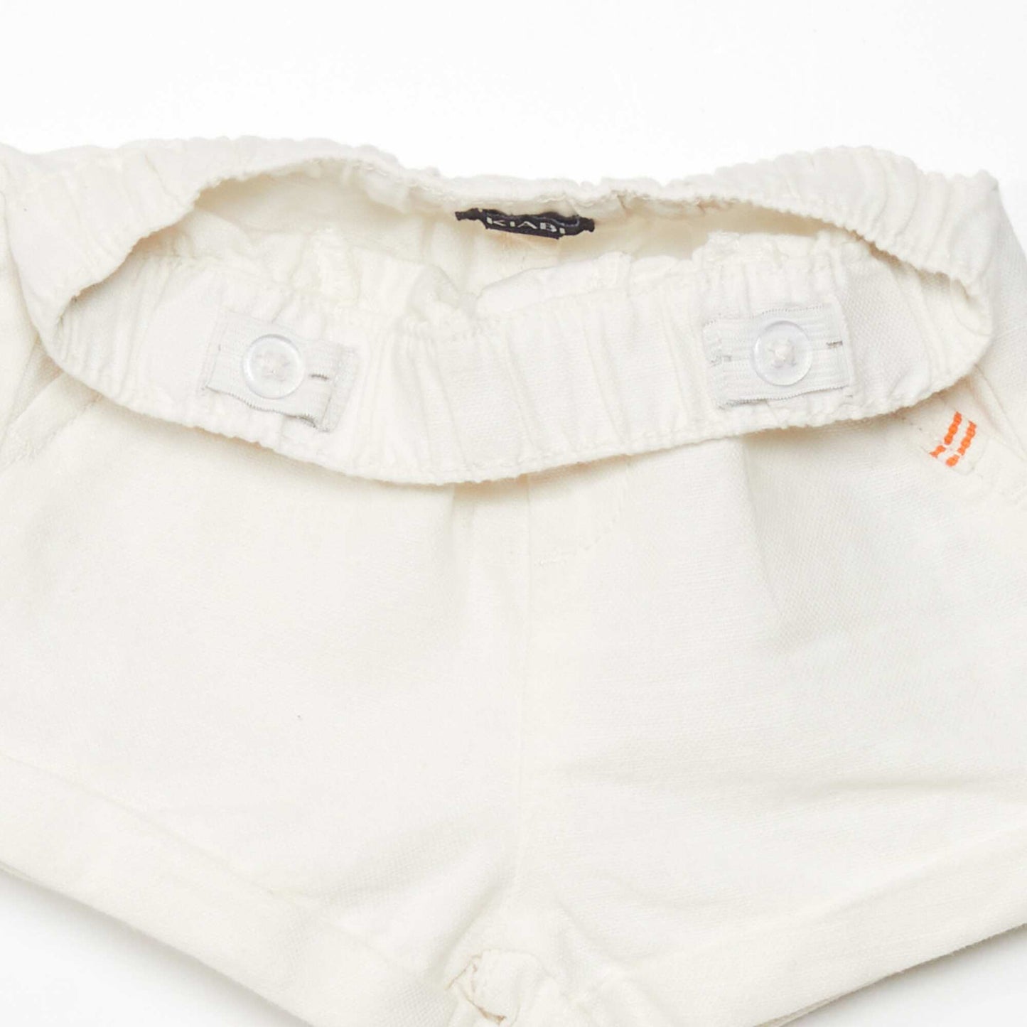 Short en coton et lin Blanc crème