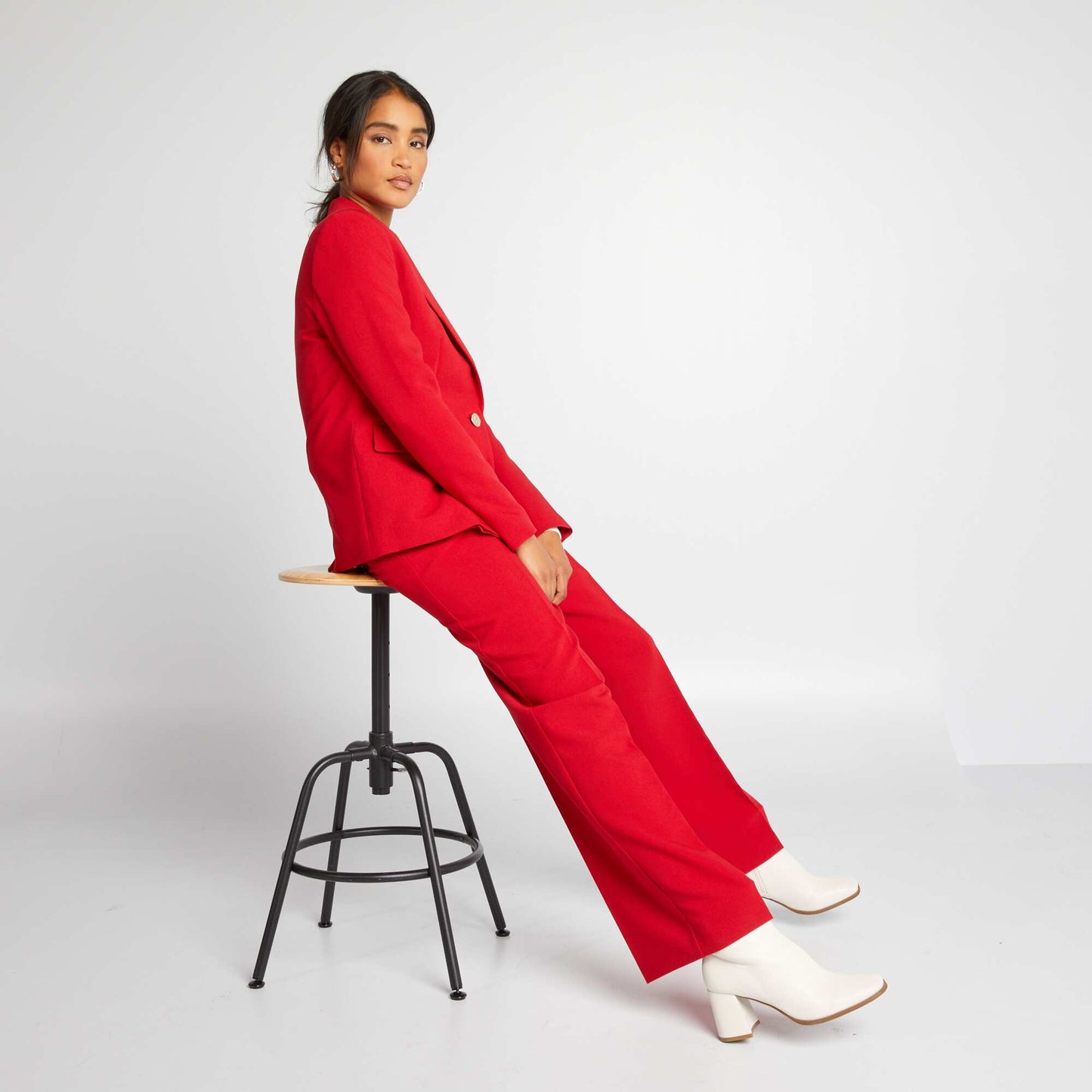Pantalon taille haute Rouge