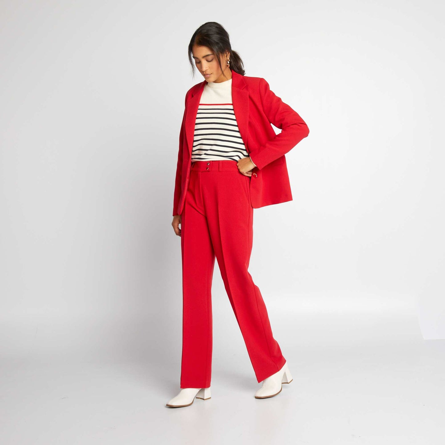 Pantalon taille haute Rouge