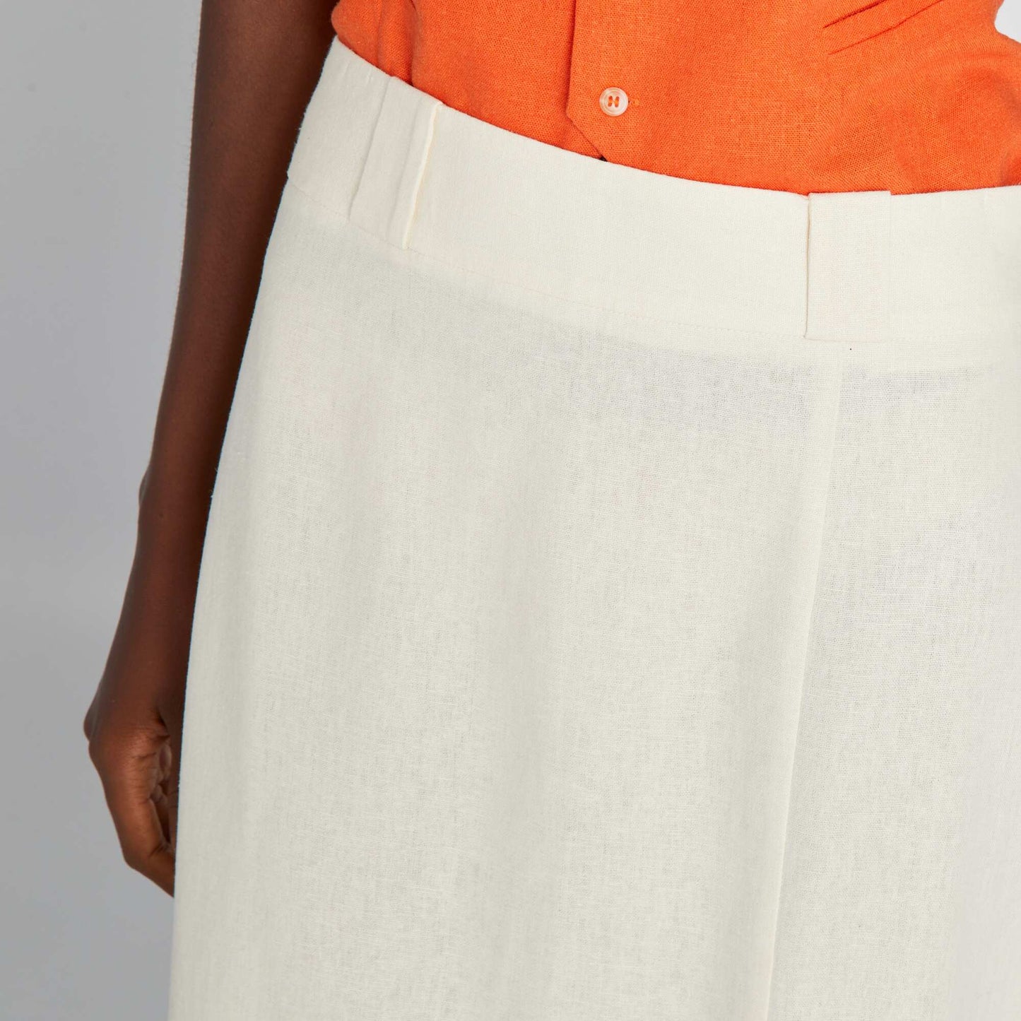 Jupe midi droite Ecru