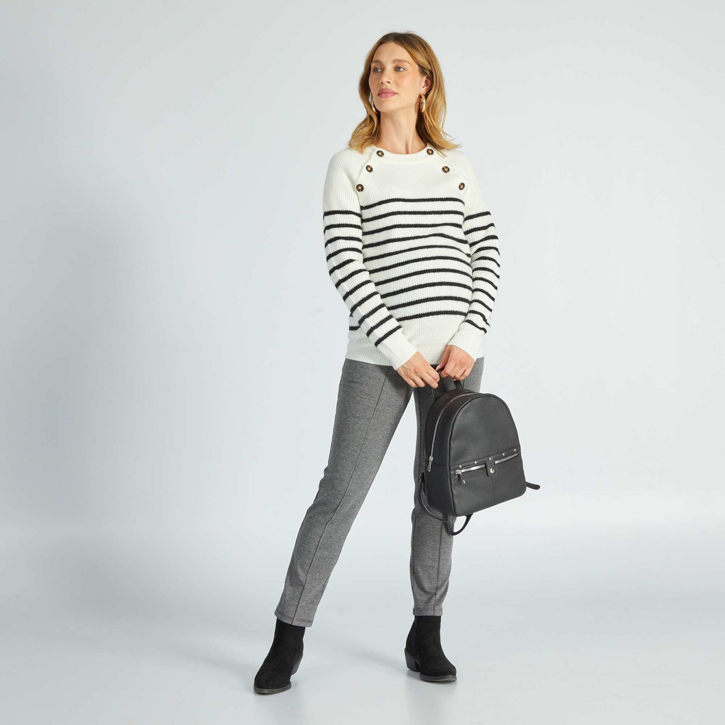 Pull grossesse et allaitement Blanc rayé