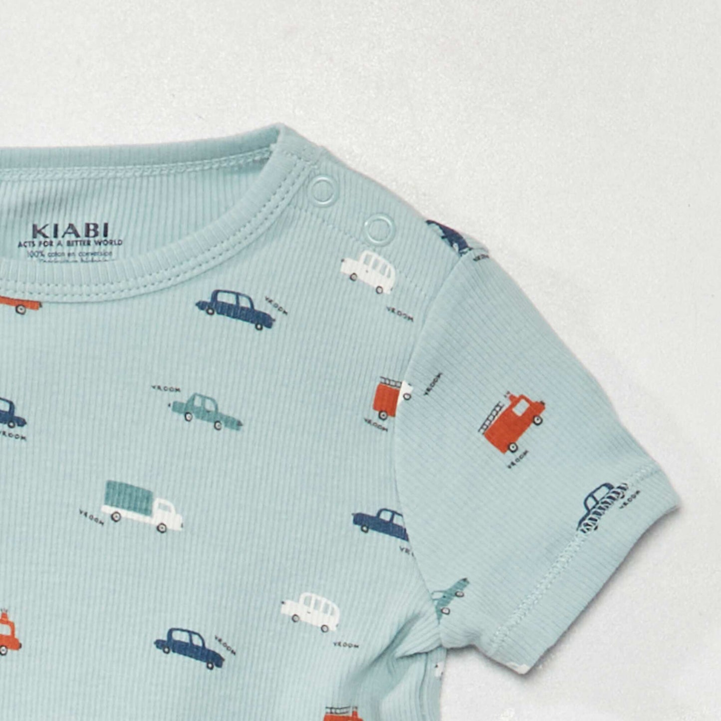 Pyjama court côtelé - 2 pièces Bleu