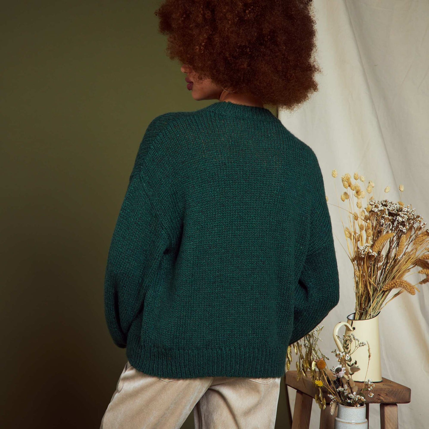 Pull court en maille Vert