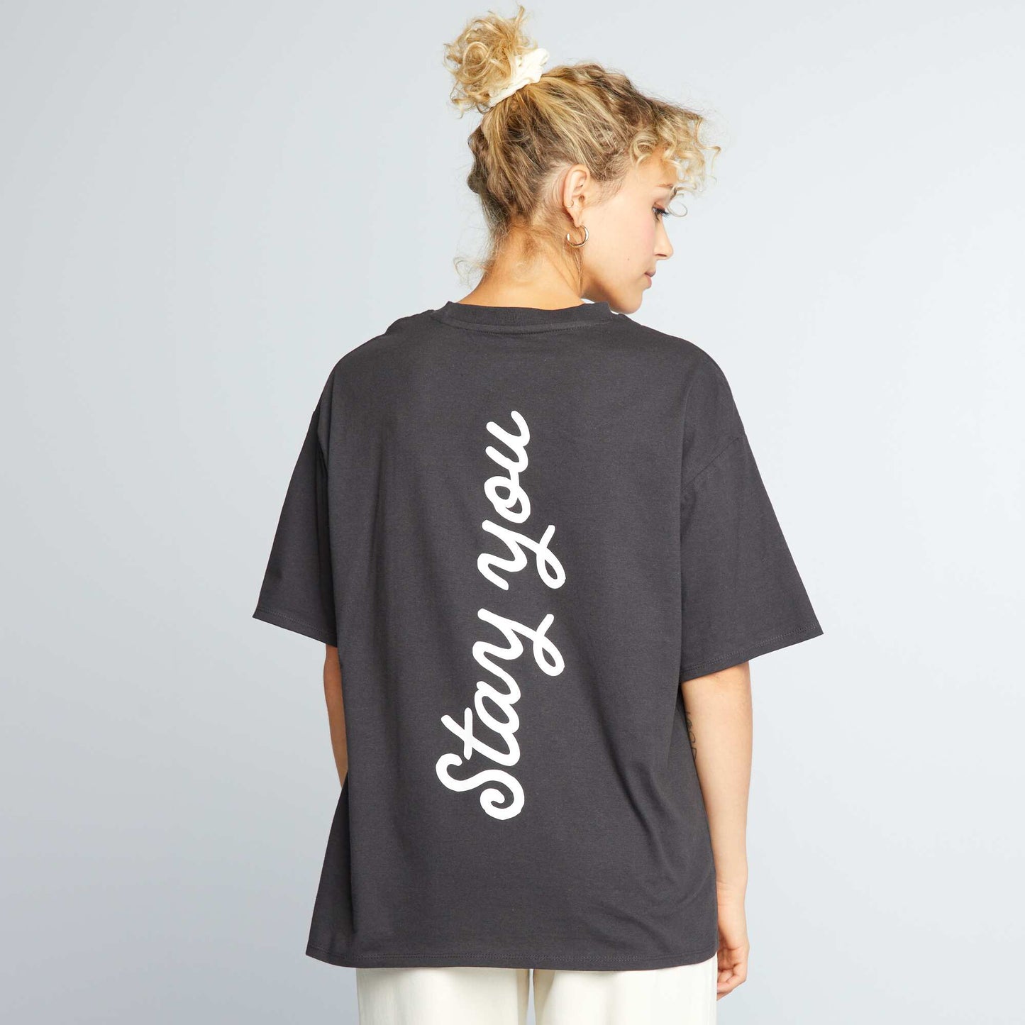 T-shirt en coton avec imprimé Gris anthracite