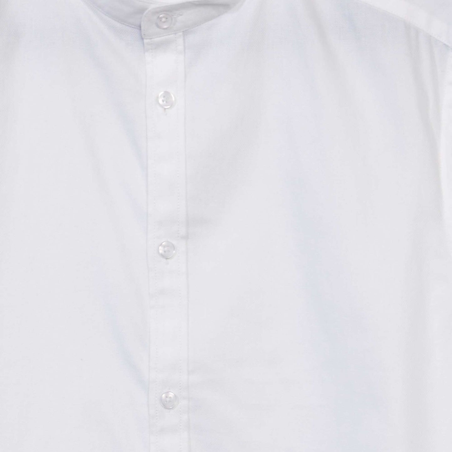 Chemise col mao en tissu dobby blanc