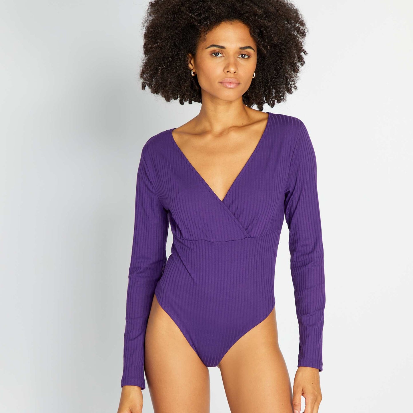 Body en maille côtelée Violet