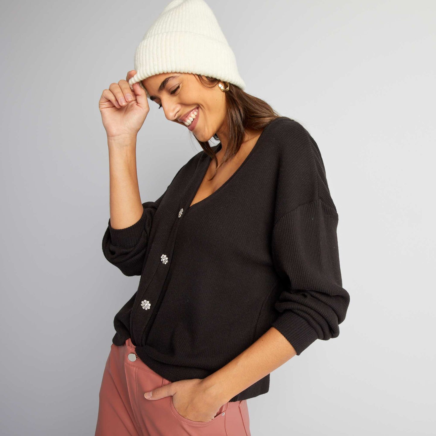 Gilet en maille côtelée noir