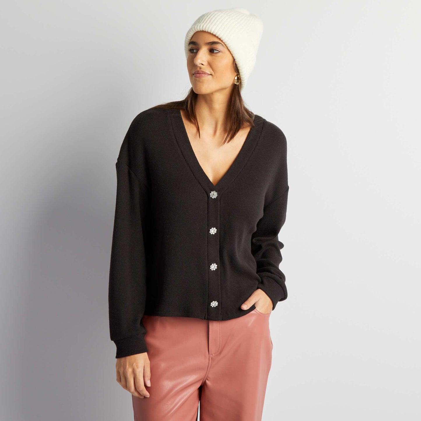 Gilet en maille côtelée noir